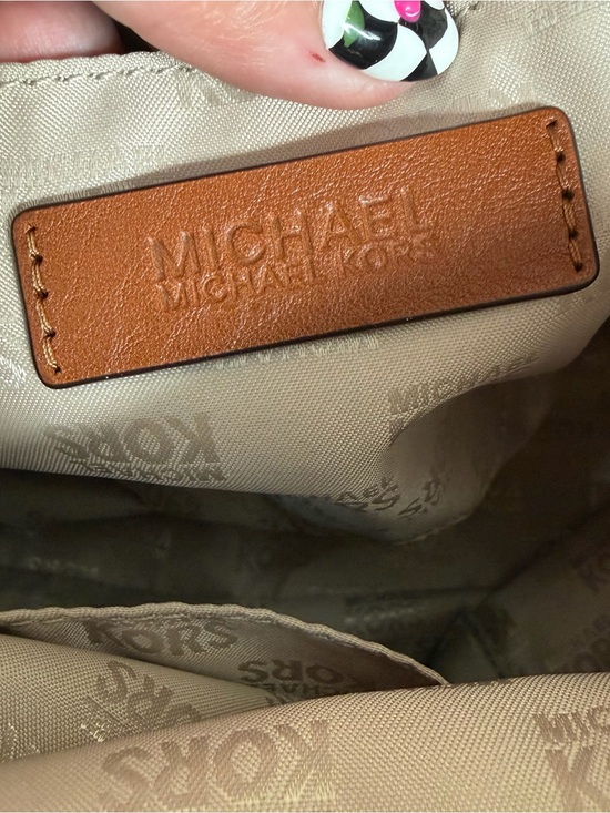 Michael Kors Brown Monogram Jacquard Calista Convertible Handbag
